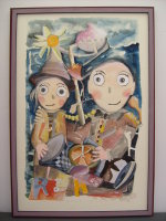 Personnages aquarelle, grand format 120 x 80 cm Personnages aquarelle, grand format 120 x 80 cm