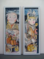 Personnages aquarelle, format 80 x 60 cm Personnages aquarelle, format 80 x 60 cm