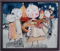 Personnages aquarelle, format 80 x 60 cm Personnages aquarelle, format 80 x 60 cm