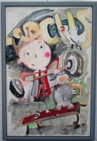 Personnages aquarelle, grand format 120 x 80 cm Personnages aquarelle, grand format 120 x 80 cm