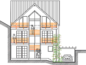 G&auml;stehaus Vis-&agrave;-Vis Vorderansicht