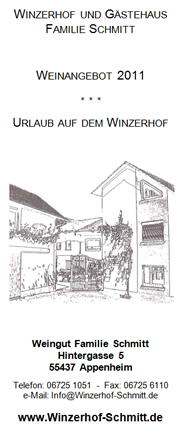 Hausprospekt - Winzerhof und G&auml;stehaus Schmitt, Appenheim