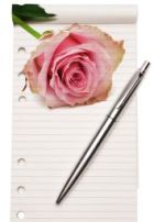 Rose mit Notzizblock f&uuml;r sch&ouml;ne Liebesspr&uuml;che