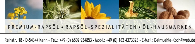 Premium-Raps&ouml;l, Raps&ouml;l-Spezialit&auml;ten, &Ouml;l-Hausmarken