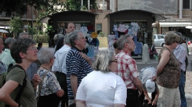 Im schaffen vor der imposanten Kirche in Stanta Maria degli Angeli