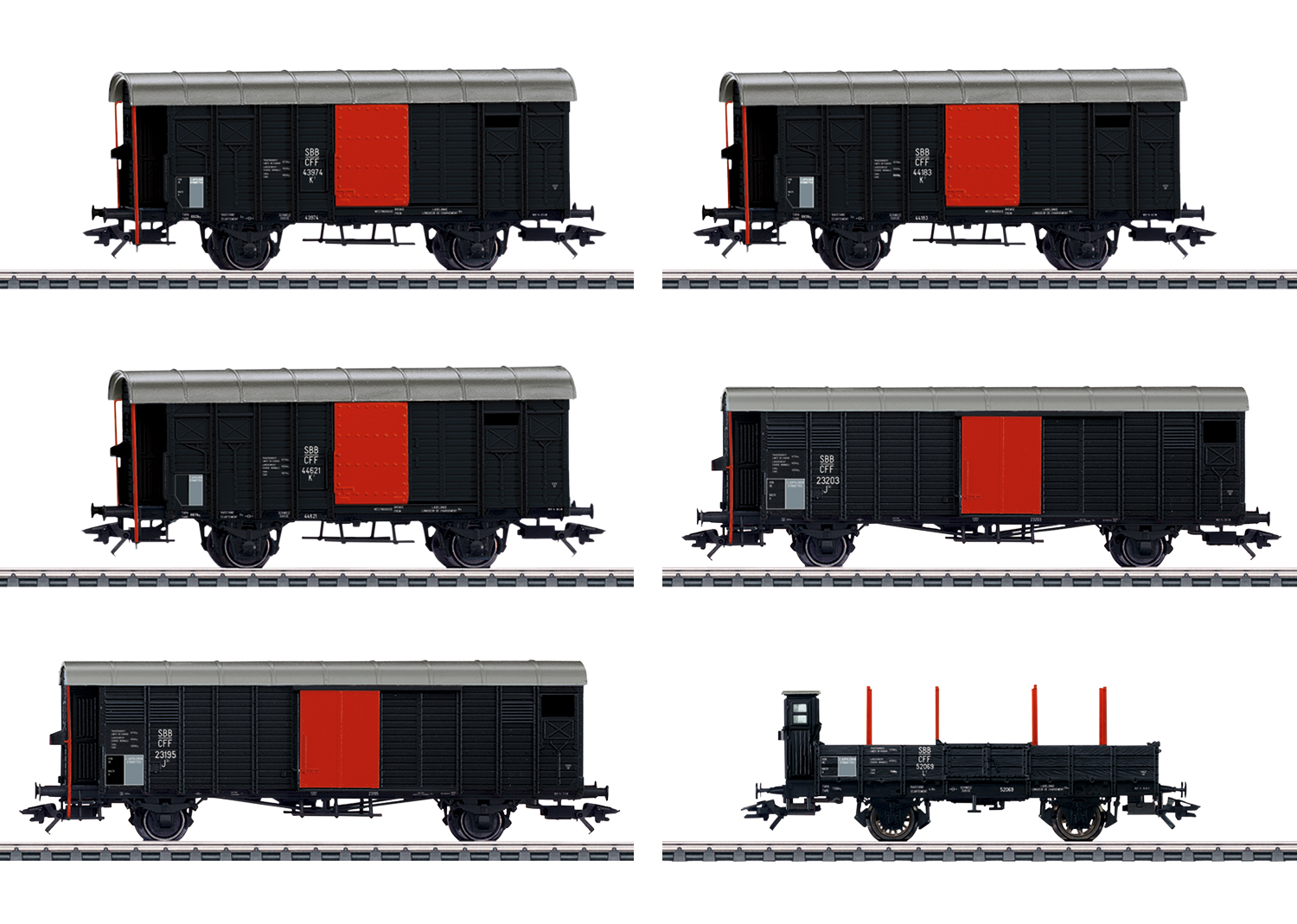 Märklin 46050, SBB Güterwagen-Set zum "Köfferli", schwarz (fiktiv), Messemodell 2020