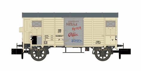 Hobbytrain H24203, Spur N, SBB gedeckter Güterwagen K2 Schokolade
