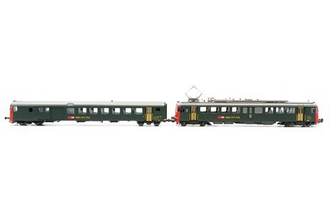 Piko 96851, SBB Triebwagen RBe 4/4 1447 grün, neue Schrift mit roter Stirnfront und Steuerwagen BDt