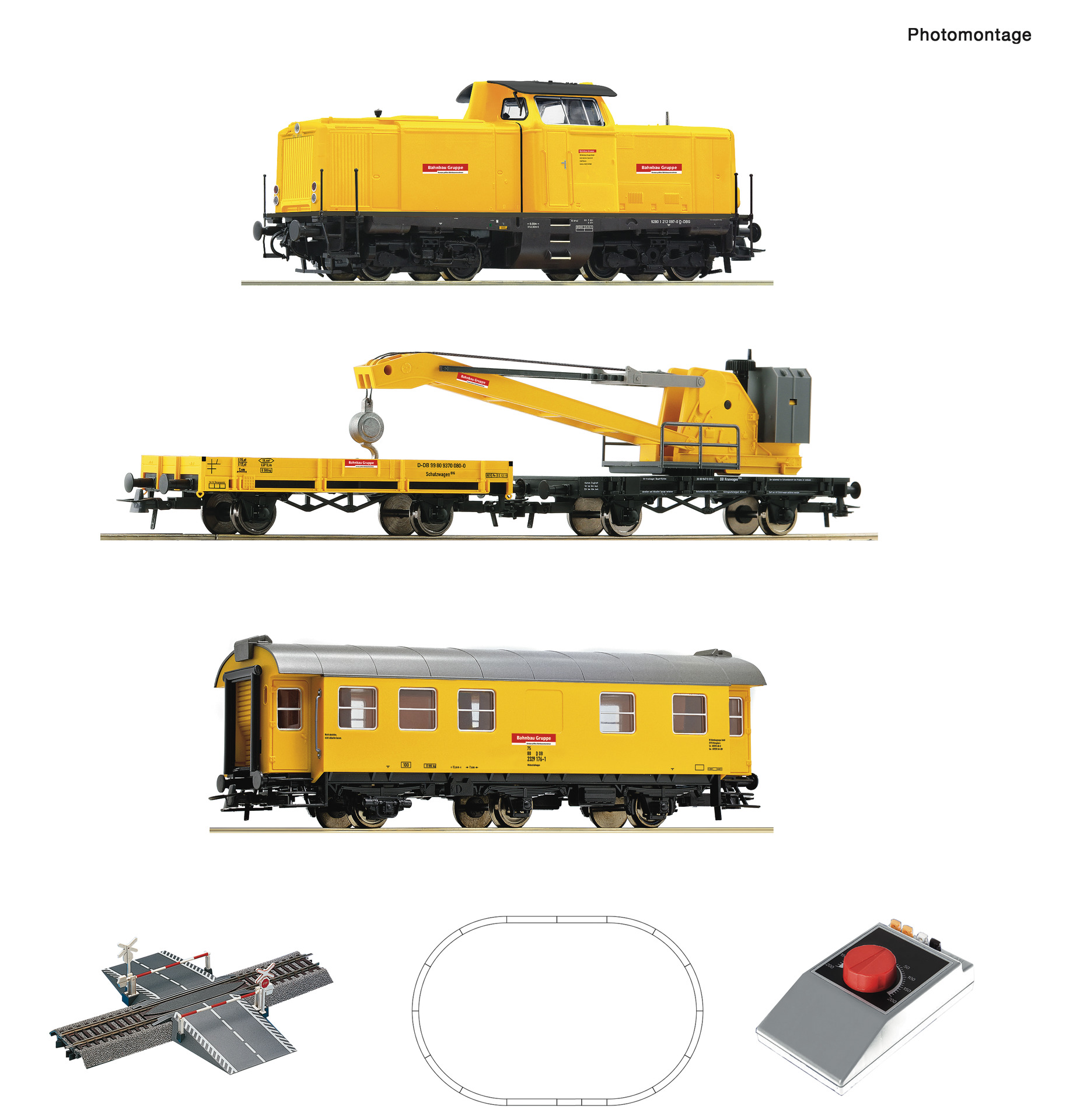 Roco 5100002, H0, DC, DB AG Analog Start Set: Diesellokomotive BR 212 mit Kranzug