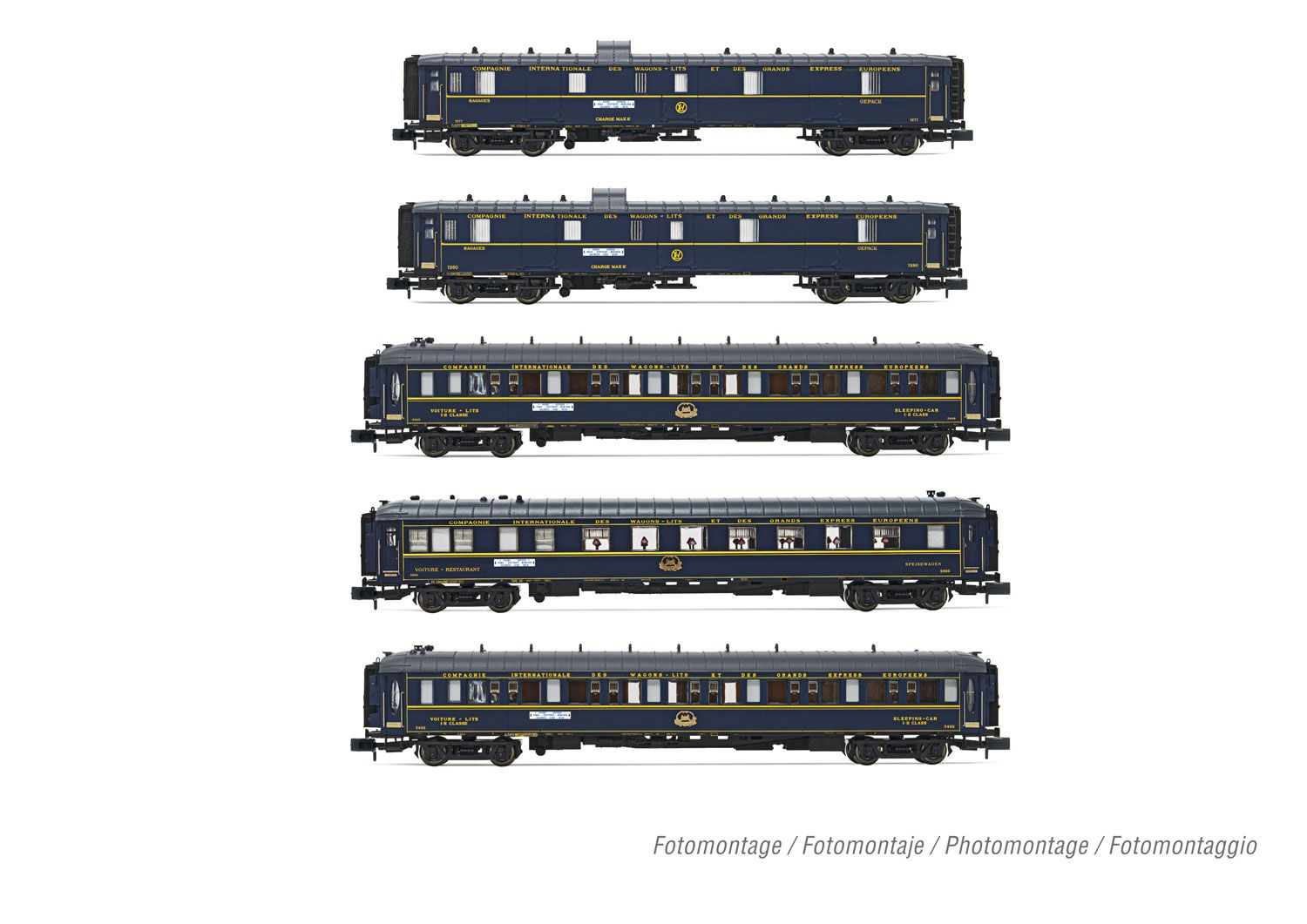 Arnold HN4465, Spur N, CIWL Wagenset „Orient-Express“, 5-teilig, 2x D, 1x WR, 2x WL, 14