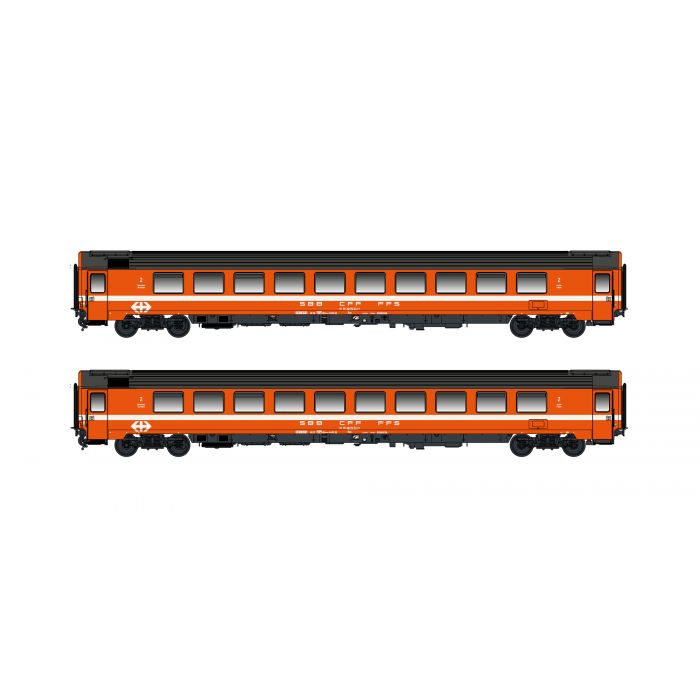 Hobbytrain N H25501, SBB Personenwagen-Set, 2-teilig, Bpm, 2.Kl. (UIC Z1 orange), Ep. IV-V