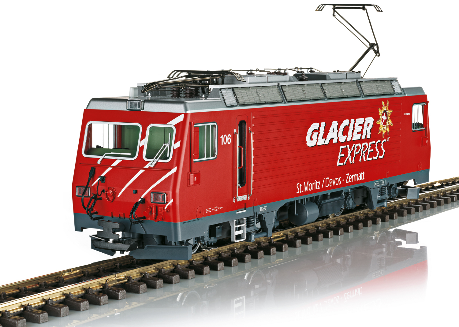 LGB L23101, MGB HGe 4/4 II "Glacier Express", Ep. VI, echter Zahnradantrieb, digital (mfx) mit Sound