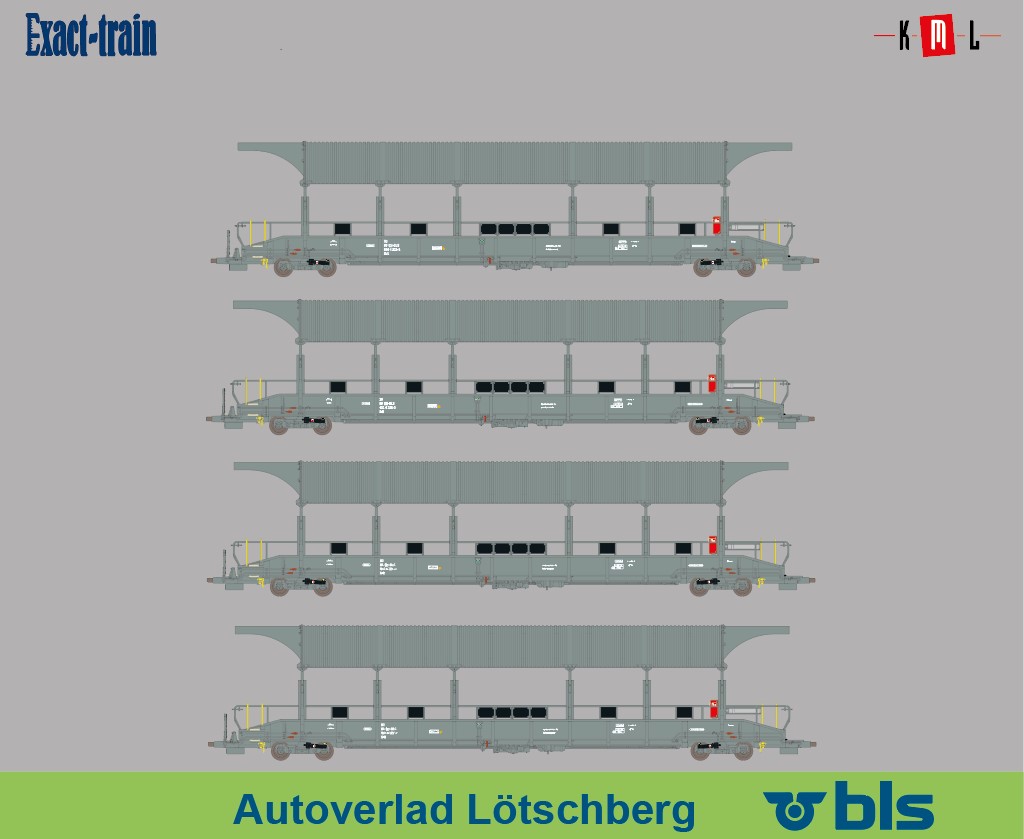 Exact-Train E25001, BLS Autoverladewagen-Set #1, Sdt, Ep VI, 4-teilig, DC