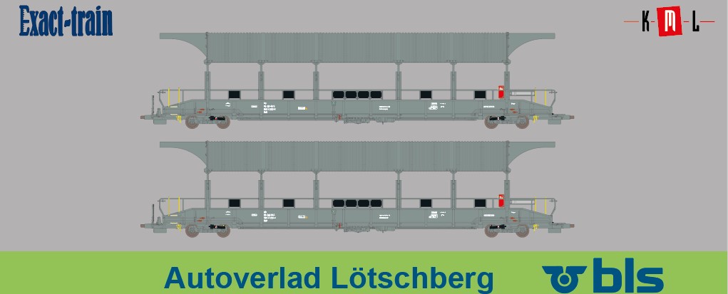 Exact-Train E25004, BLS Autoverladewagen-Set #4, Sdt, Ep VI, 2-teilig, DC