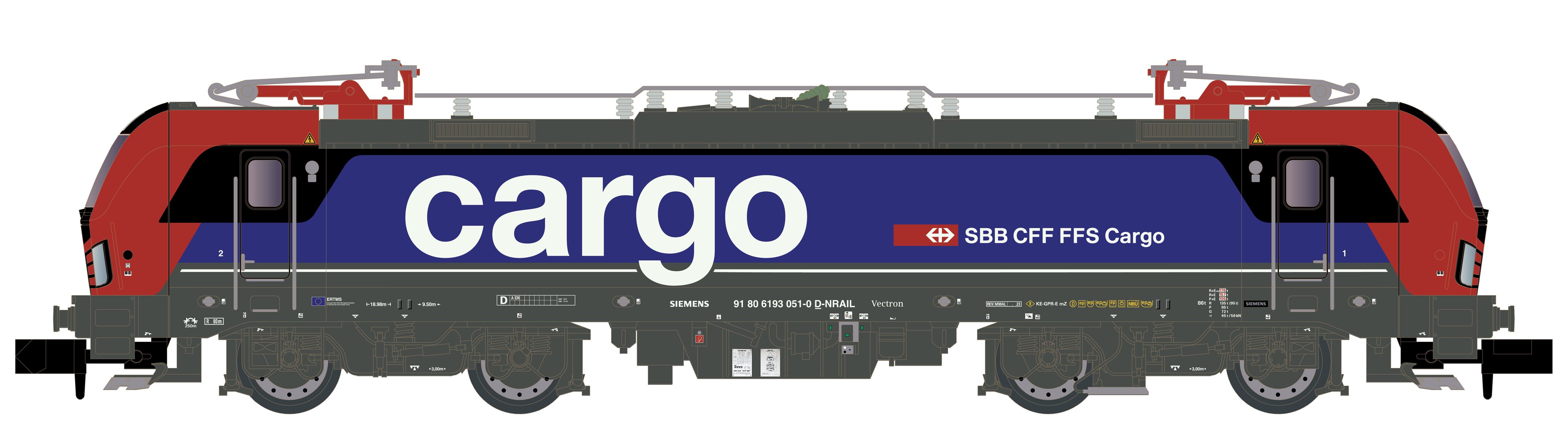 Hobbytrain H30178, SBB Cargo El.-Lok Vectron 193, Ep. VI, analog mit Schnittstelle