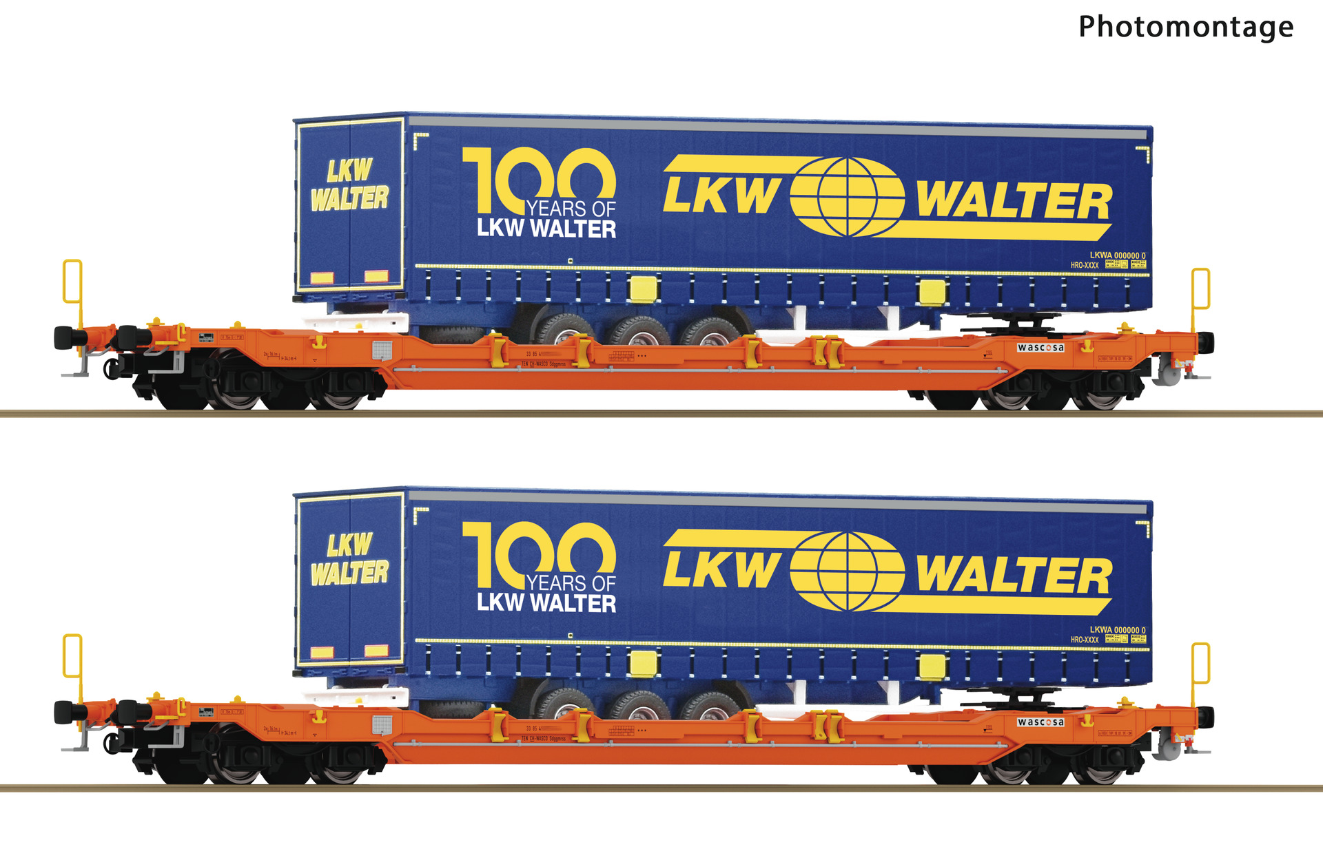 Roco 6600064, Wascosa Taschenwagen-Set „100 Jahre LKW Walter“, 2-teilig (2xT5 je inkl. Auflieger)