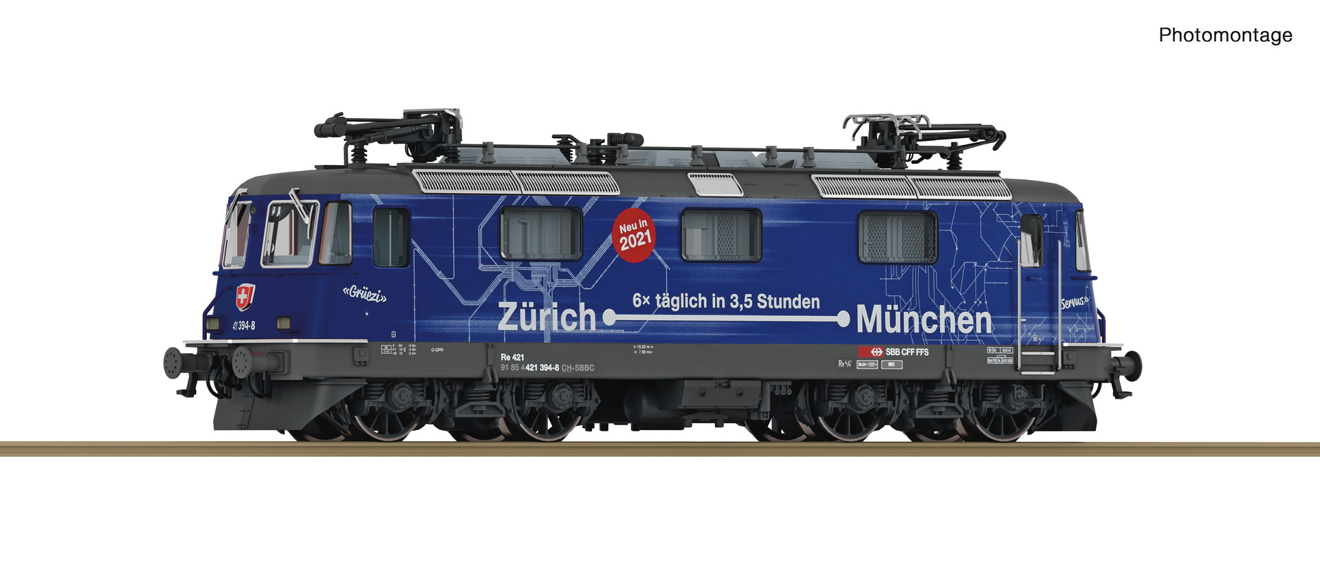 Fleischmann N 732475, SBB Re 421 394-8, „Zürich-München“, Ep. VI, digital mit Sound