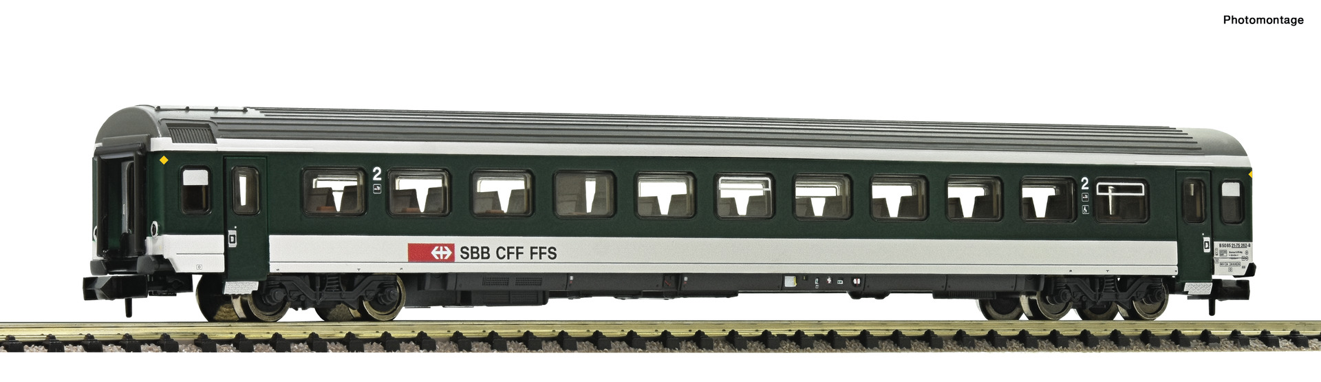 Fleischmann N 6260057, SBB Reisezugwagen 2. Klasse, EW IV, Ep. V, grün/grau