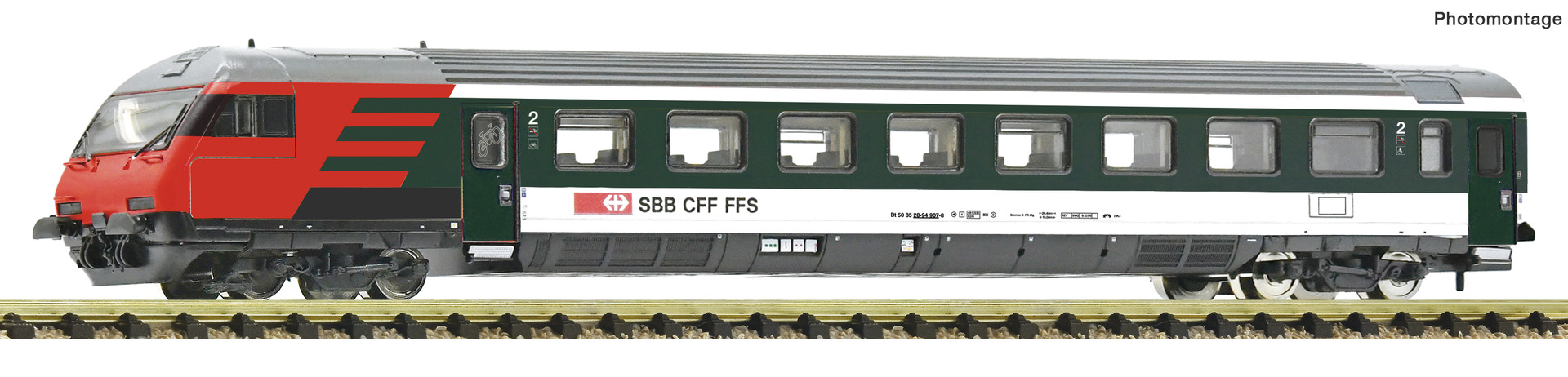 Fleischmann N 6260059, SBB Steuerwagen 2. Klasse für EW-IV-Pendelzüge, Ep. V, rot/grün/grau