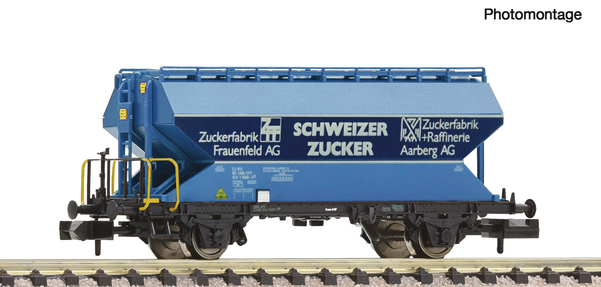 Fleischmann N 6660123, SBB Getreidesilowagen Tgpps, „Schweizer Zucker“, Ep. IV, blau