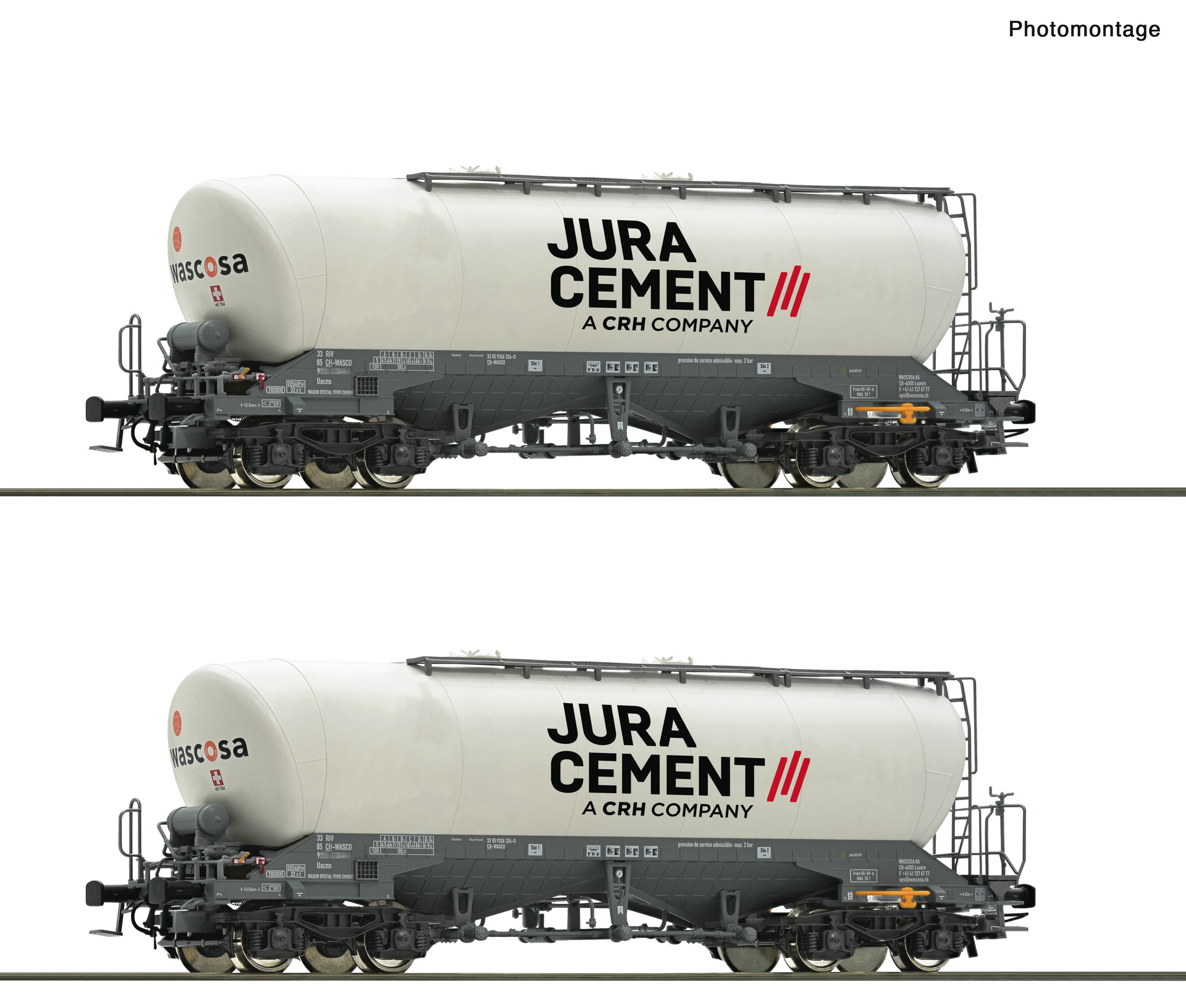 Roco H0 6600191, Wascosa Silowagen-Set "Jura Cement", 2-teilig (2x Uacns), Ep. VI