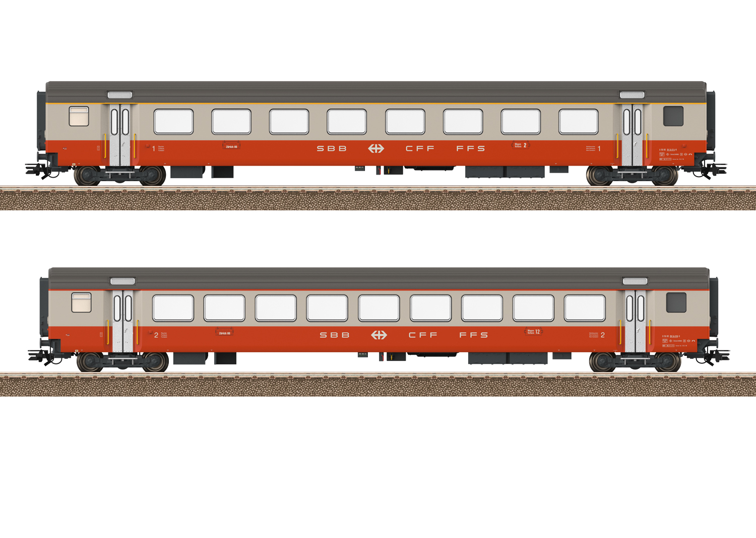 Trix H0 23691, SBB Personenwagen-Set, "Swiss Express", 2-teilig (A,B), Ep. IV