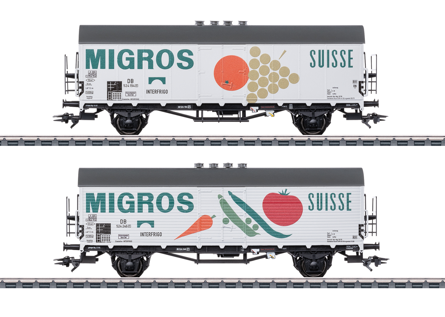 Märklin H0 46173, Kühlwagen-Set „Migros“, 2-teilig, Ep. III