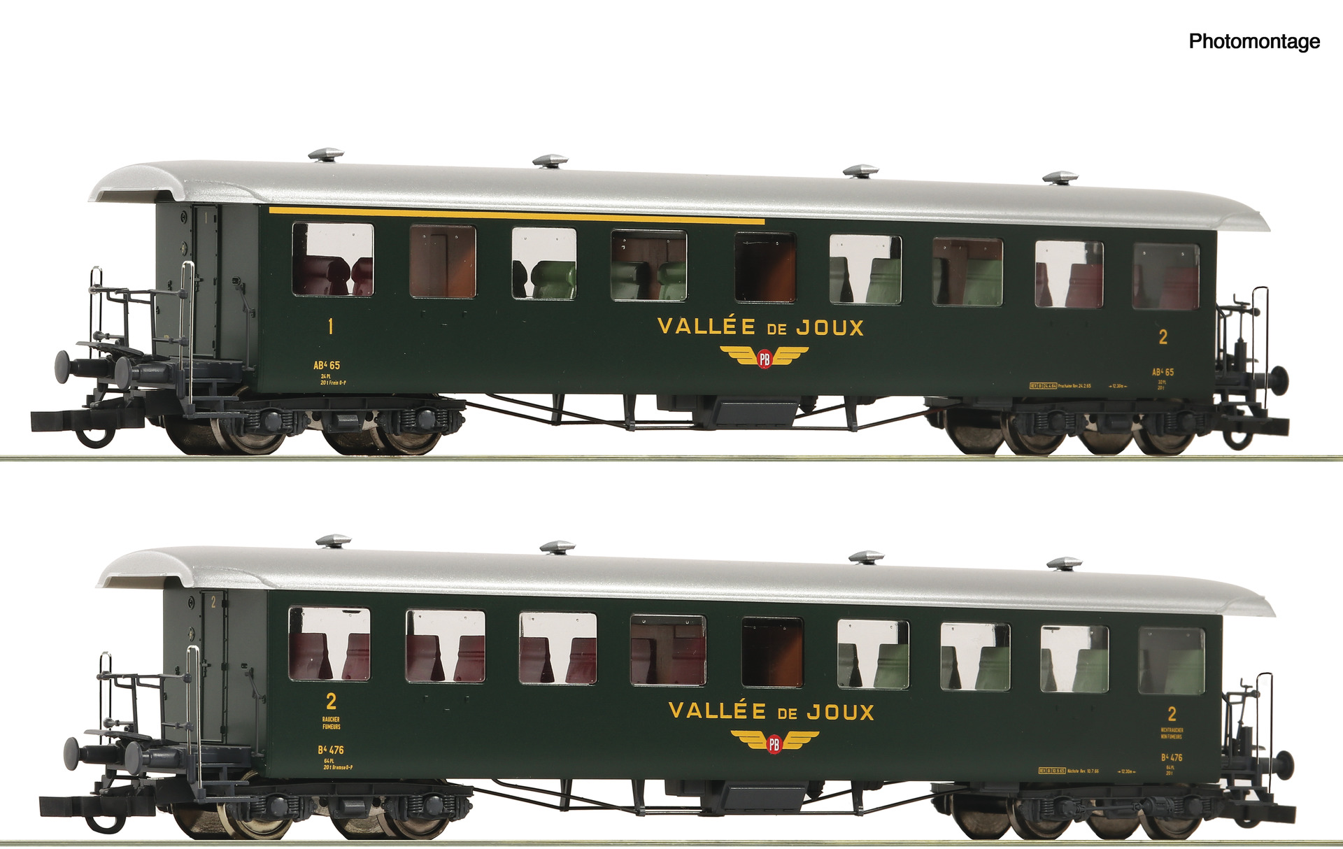 Roco 6200198, PB Seetalbahnwagen-Set, 2-teilig (AB + B), Ep. IV-V