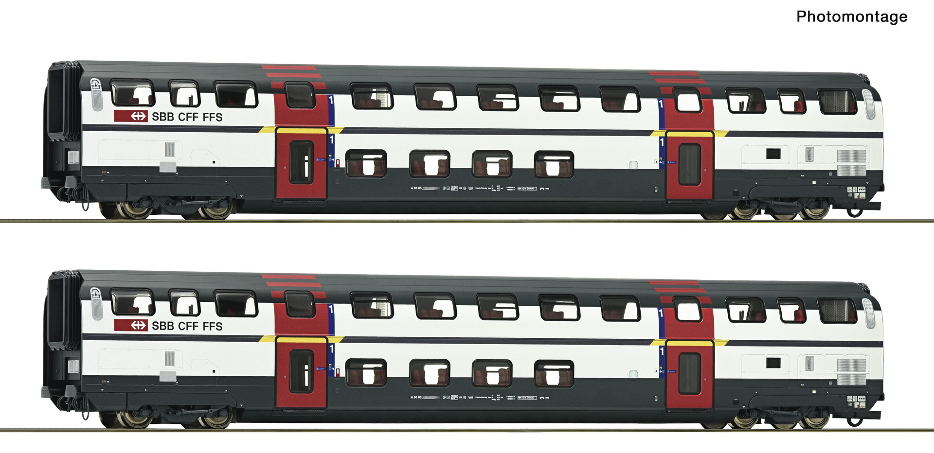 Roco 6200215, SBB "IC 2000" Doppelstockwagen-Set, 2-teilig (2x 1. Klasse), Typ A, Ep. V-VI