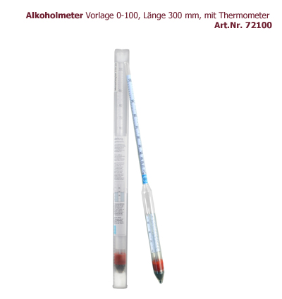 Alkoholmeter 0-100, mit Th. Länge 300 mm