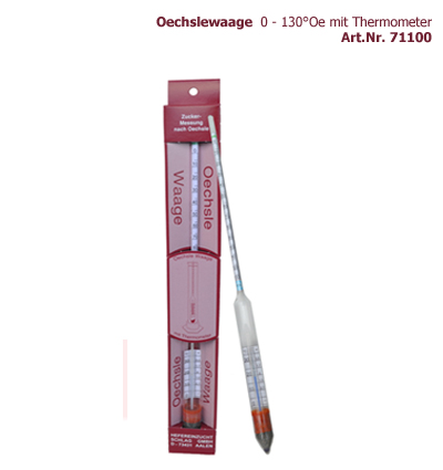 Oechslewaage 0 – 130 °Oe, mit Thermometer