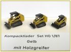 Kompacktlader Set Gelb  mit Holzgreifer