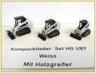 Kompacktlader Set Weiss mit Holzgreifer