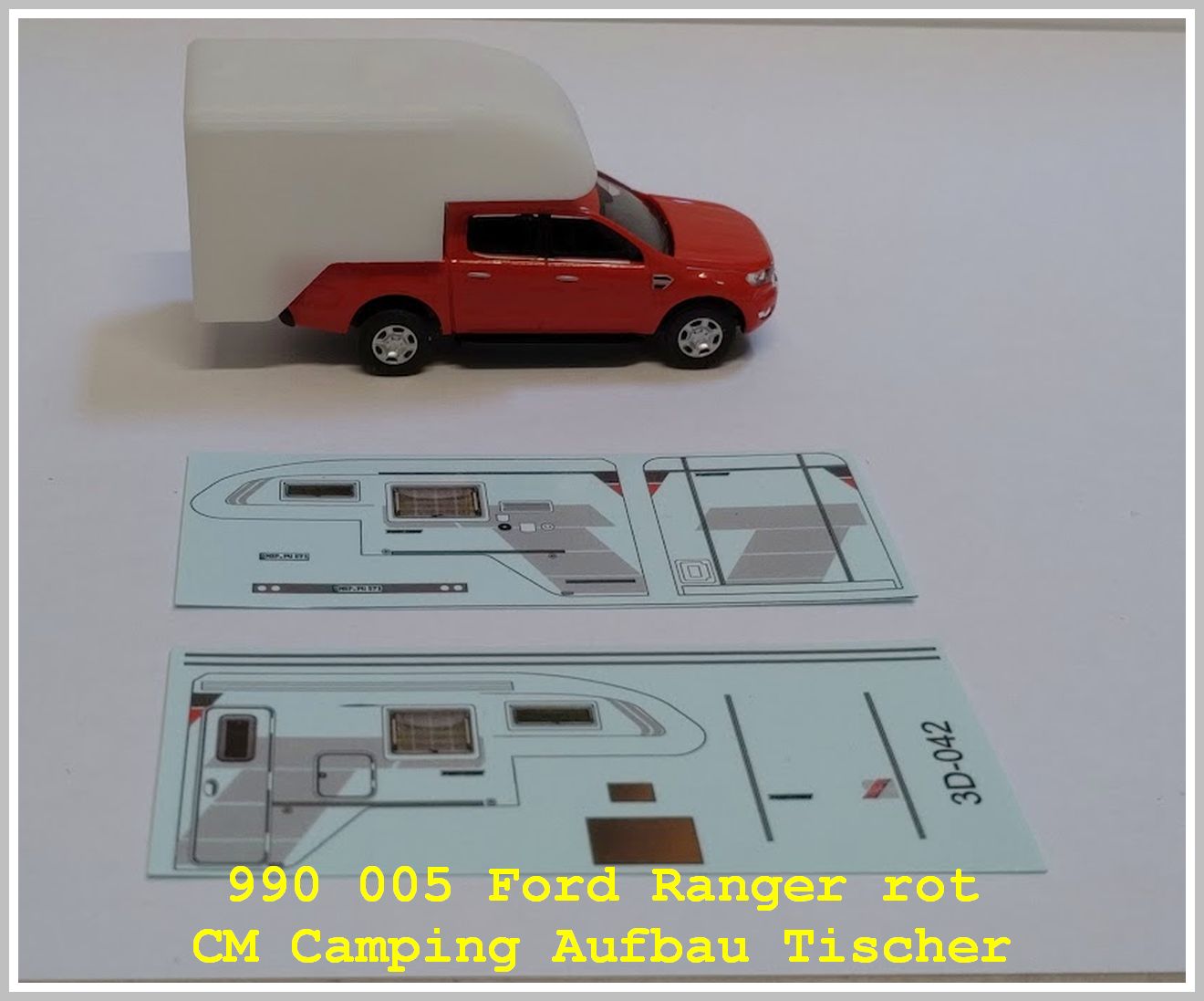 Ford Ranger rot mit Camperaufbau Tischer