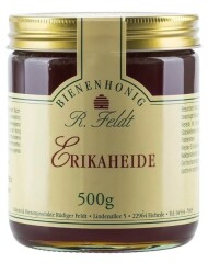 Erikaheidehonig, sortenreiner, kaltgeschleuderter reiner Bienenhonig von R. Feldt im Glas 500g
