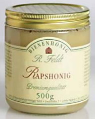 Rapshonig, sortenreiner, kaltgeschleuderter reiner Bienenhonig von R. Feldt, Glas 500g