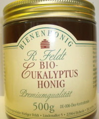 Bio-Eukalyptushonig, sortenreiner, kaltgeschleuderter reiner Bienenhonig von R. Feldt, Glas 500g