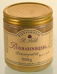 Rosmarinhonig, sortenreiner, kaltgeschleuderter reiner Bienenhonig von R. Feldt, Glas 500g