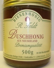 Buschhonig, sortenreiner, kaltgeschleuderter reiner Bienenhonig von R. Feldt, Glas 500g