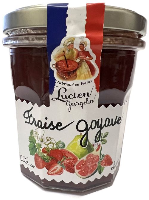 Erdbeer-Guavenkonfitüre aus französischen Erdbeeren im Glas mit 65% Fruchtanteil aus Frankreich 320g