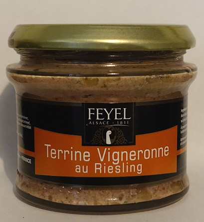 Terrine Leberpastete Vigneronne Riesling original aus dem Elsass 180g Glas Feyel