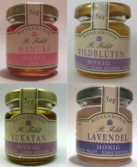 Honig-Probierset "Lavendel", 4 edelste Sorten Bienenhonig a 50g Imker Premiumqualität von Feldt