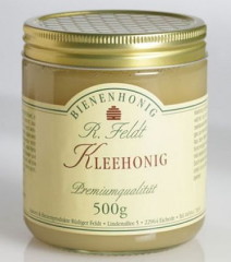 Kleehonig, sortenreiner, kaltgeschleuderter reiner Bienenhonig von R. Feldt, Glas 500g