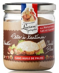 Haselnusscreme mit weißer Schokolade aus Frankreich, ohne Palmöl mit 16% Haselnüssen 400g