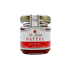 Dattelhonig 100% naturreiner Bienenhonig von Feldt 50g Glas