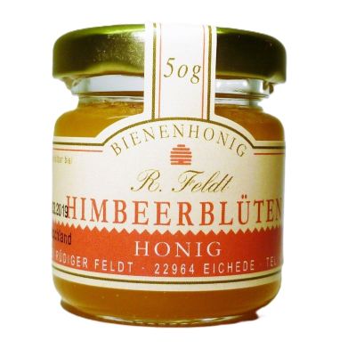 Himbeerblütenhonig 100% naturreiner Bienenhonig von Feldt 50g Glas