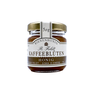 Kaffeeblütenhonig 100% naturreiner Bienenhonig von Feldt 50g Glas