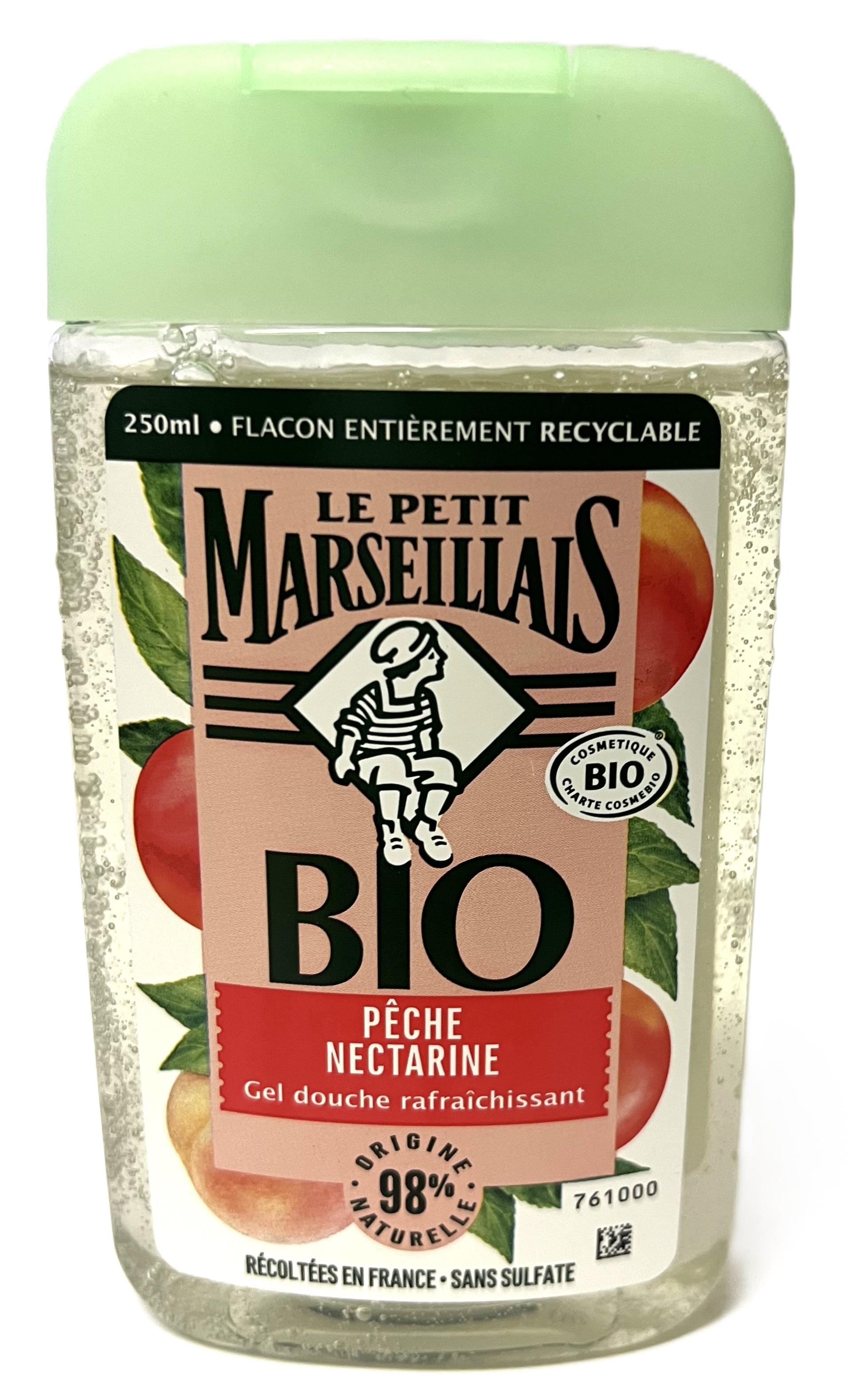 Duschgel mit Nektarine-Duft hergestellt auf pflanzlicher Basis aus Frankreich 250ml