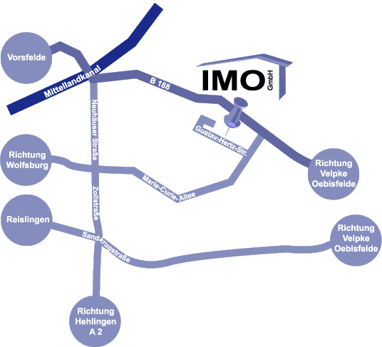 Lageplan der IMO GmbH in Wolfsburg