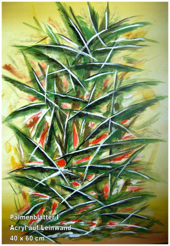Palmenblätter I-Acryl auf Leinwand-40 x 60 cm
